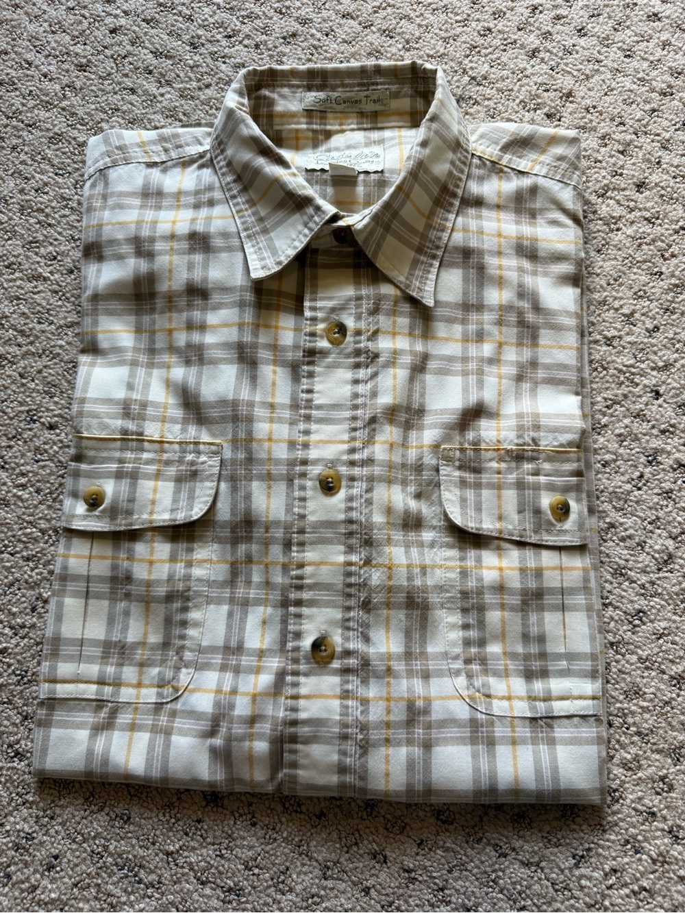 Cabela's Legendary Quality Soft Canvas Trail Plaid Button Shirt Size Large